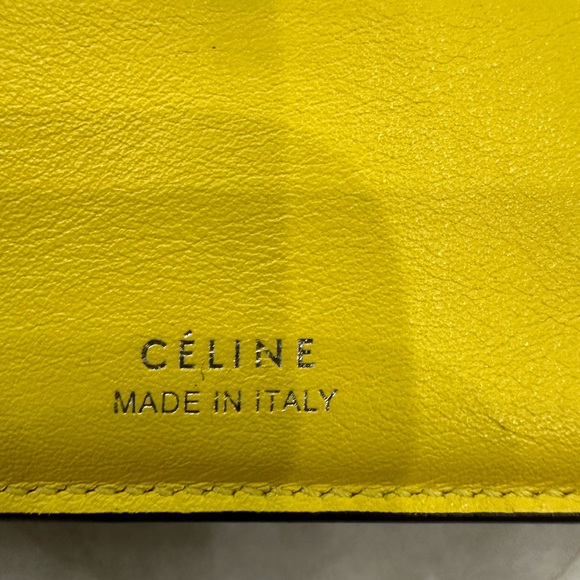 Pre loved Celine,Drummed Calfskin Small Multifunction Folded wallet,grey/yellow - Picture 11 of 11